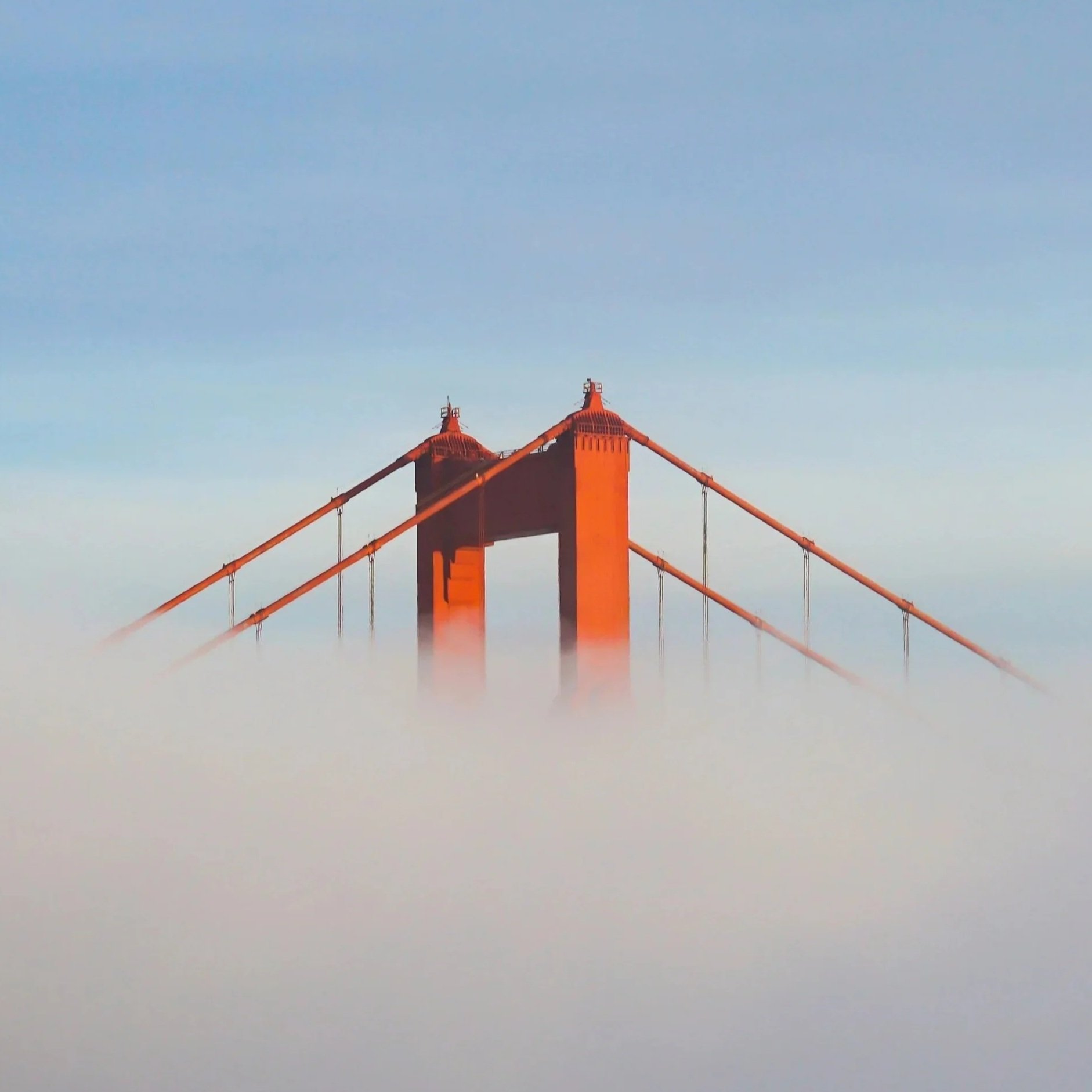 Golden Gate Bridge emerging through the fog